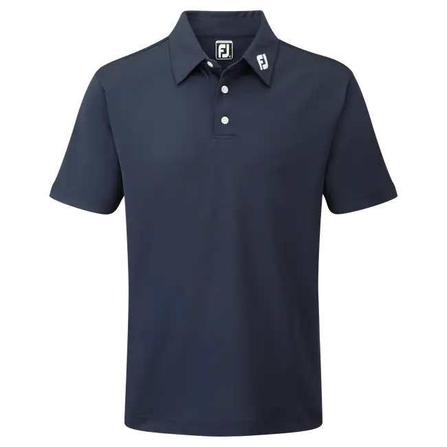 FootJoy Stretch Pique Solid Colour Athletic Fit Golf Shirt - Navy