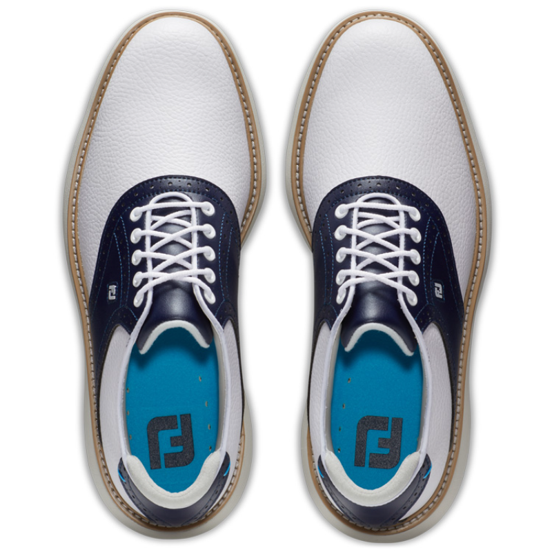 FootJoy FJ Traditions Golf Shoes - White/Navy - Image 2