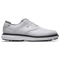 Footjoy Mens Traditions Spikeless Golf Shoes - White/Navy