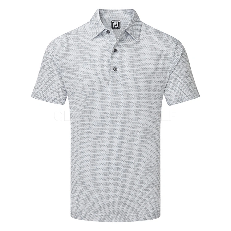 FootJoy Digital Camo FJ Print Lisle Golf Polo Shirt - Grey