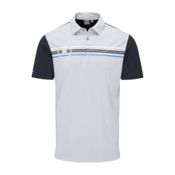 Ping Morten Golf Polo Shirt - Pearl Grey/Navy Multi