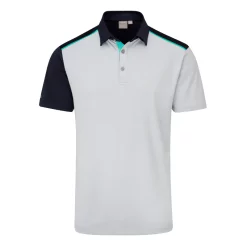 Ping Mack Golf Polo Shirt - Pearl Grey/Navy