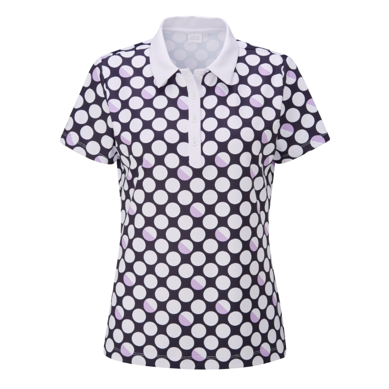 Ping Ladies Iona Short Sleeve Polo Shirt - Black/Multi