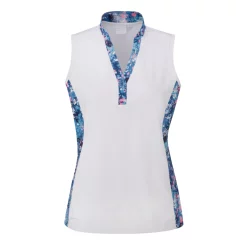 Ping Ladies Bardot Sleeveless Polo Shirt - White/Laguna Multi