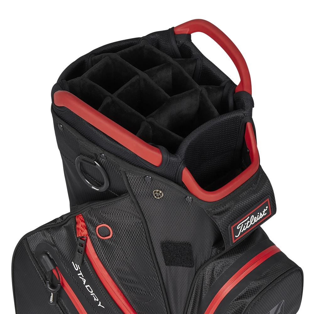 Titleist 2023 Cart 14 StaDry Golf Cart Bag - Black/Black/Red - Image 2
