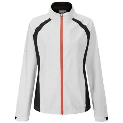 Ping Ladies Freda Waterproof Golf Jacket - White/Black/Flame