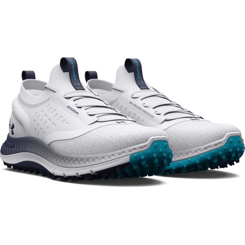 Under Armour Men's UA Charged Phantom Spikeless Golf Shoes - White / Midnight Navy - Image 3